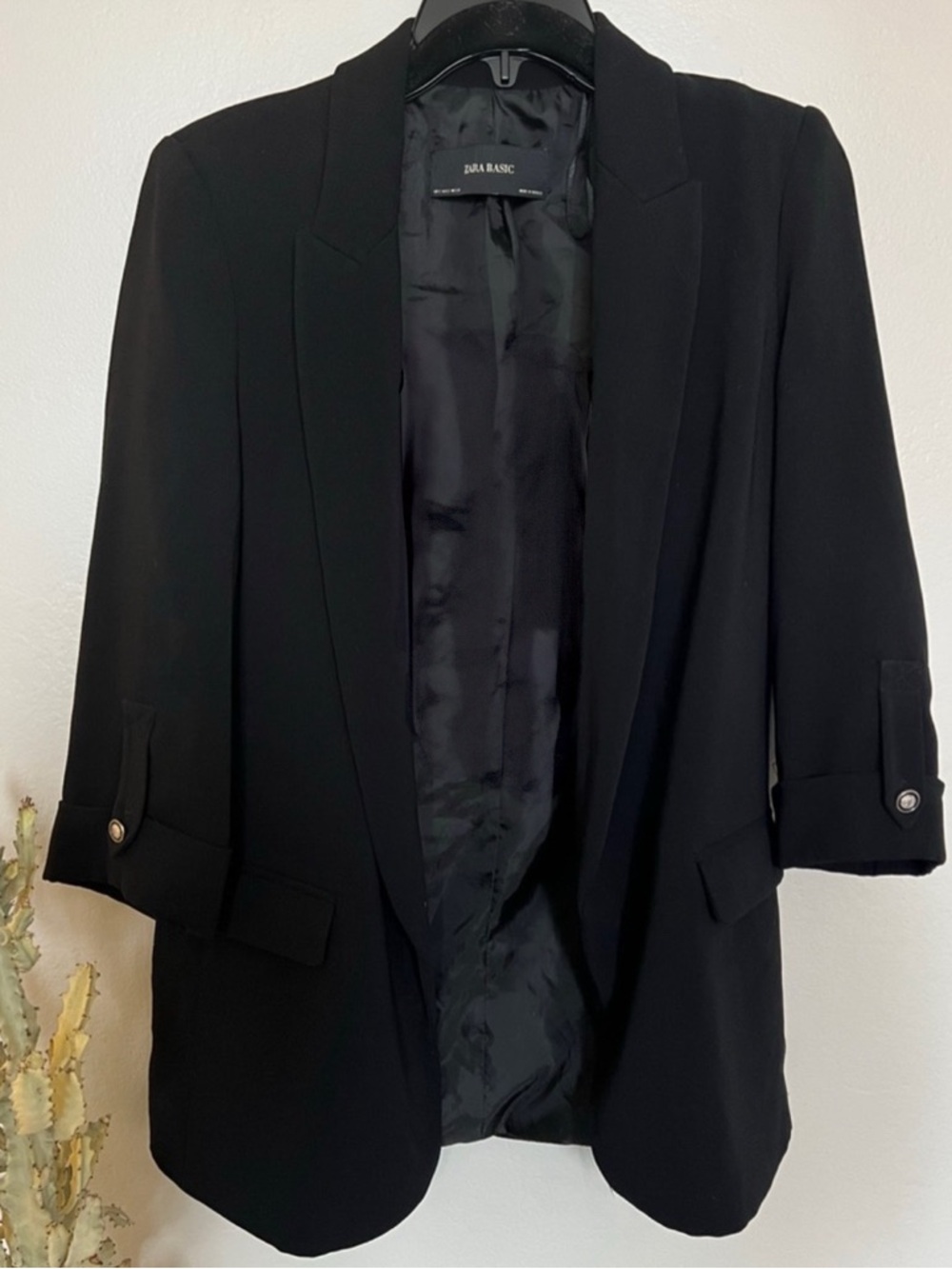 Oversized Black Blazer With Gold Button Detail
